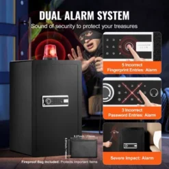 VEVOR Single Door 4.0 Cu.ft Safe Box With Key Lock, Password & Fingerprint, Safe Lock Box With Fireproof Bag, Key Rack, And 2 Shelves, Black -Aesthtic Interiors GUEST d57fb225 c3ae 4d65 8aa5 0a4b5497146e