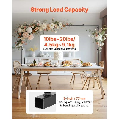 VEVOR Over The Table Rod Stand With Clamps, 13"-42" Tall & 28"-98" Length Adjustable, Metal Table Arch Stand, Tabletop Balloon Arch Frame, Black 2 VEVOR Over The Table Rod Stand With Clamps, 13"-42" Tall & 28"-98" Length Adjustable, Metal Table Arch Stand, Tabletop Balloon Arch Frame, Black - Image 2