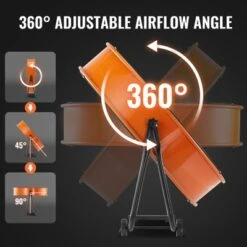 VEVOR Drum Fan, 24 Inch High Velocity Industrial Shop Fan, Heavy Duty Commercial Use 3-Speed 8600CFM, 360°Adjustable Tilting Floor Fan, Orange -Aesthtic Interiors GUEST d5937150 08b4 4692 be75 a7f05969d76a