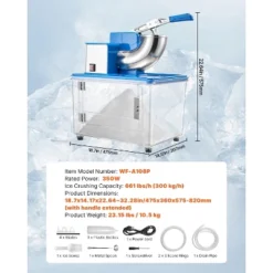 VEVOR Commercial Ice Crusher 661LBS/H, 350W Electric Snow Cone Machine With 4 Blades, 2000RPM Stainless Steel Shaved Ice Machine , Blue -Aesthtic Interiors GUEST d5f8b3b0 17fb 463a b5d2 e0b553efed58