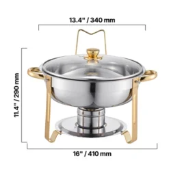 VEVOR Chafing Dish Buffet Set, 5 Qt 4 Pack, Stainless Steel Chafer With 4 Full Size Pan, Round Catering Warmer Server, Silver -Aesthtic Interiors GUEST d64eee3d d2ad 4694 a51a c68d1c8fb064