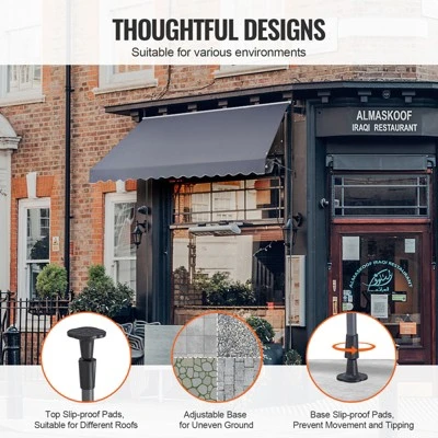 VEVOR 138 X 47" Patio Awning Retractable, Awning Sunshade Shelter With Manual Crank Handle, Outdoor Patio Canopy Sunsetter Deck, Dark Gray 5 VEVOR 138 X 47" Patio Awning Retractable, Awning Sunshade Shelter With Manual Crank Handle, Outdoor Patio Canopy Sunsetter Deck, Dark Gray - Image 5