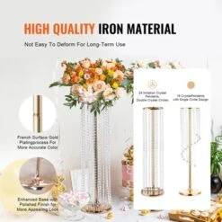 VEVOR 2PCS 35.43inch /90cm Tall Crystal Wedding Flowers Stand, Luxurious Centerpieces Flower Vases Crystal Gold Vase Metal 10 VEVOR 2PCS 35.43inch /90cm Tall Crystal Wedding Flowers Stand, Luxurious Centerpieces Flower Vases Crystal Gold Vase Metal -Aesthtic Interiors GUEST d66eb317 53c1 44da 9433 5cab265e204f 2