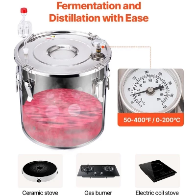 VEVOR Alcohol Still, 8 Gal / 30 L Stainless Steel Water Alcohol Distiller With Copper Coil For Fast Cooling, Dual Condenser Distiller Kit, Silver 3 VEVOR Alcohol Still, 8 Gal / 30 L Stainless Steel Water Alcohol Distiller With Copper Coil For Fast Cooling, Dual Condenser Distiller Kit, Silver - Image 3