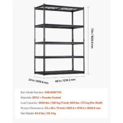 VEVOR Storage Shelves, 3000 Lbs, 5 Tier Heavy Duty Garage Shelving, 24" D X 48" W X 72" H Adjustable Metal Shelves For Industrial Shelving Unit 13 VEVOR Storage Shelves, 3000 Lbs, 5 Tier Heavy Duty Garage Shelving, 24" D X 48" W X 72" H Adjustable Metal Shelves For Industrial Shelving Unit -Aesthtic Interiors GUEST d6e4ebd7 5a02 4efd 899b 95cd045dd17c