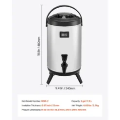 VEVOR Insulated Beverage Dispenser, 2 Gal/7.6L Stainless Steel Thermal Drink Server With Spigot & Temp Display, For Hot And Cold Drinks, Silver -Aesthtic Interiors GUEST d7048d32 70a8 43e3 9a21 113e2299fe00