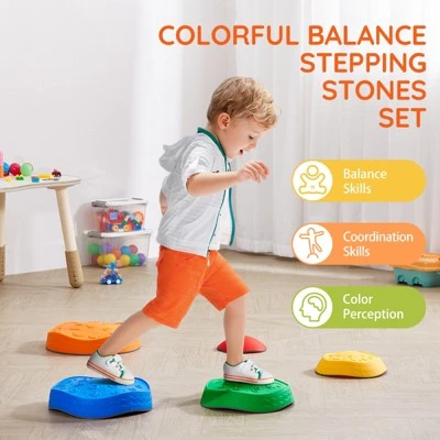 VEVOR Balance Stepping Stones For Kids, 5 PCS, Up To 220 Lbs, Non-Slip Toddlers Sensory Stepping Stones, Toys For Children Aged 3 4 5 6 7 8+ 2 VEVOR Balance Stepping Stones For Kids, 5 PCS, Up To 220 Lbs, Non-Slip Toddlers Sensory Stepping Stones, Toys For Children Aged 3 4 5 6 7 8+ - Image 2