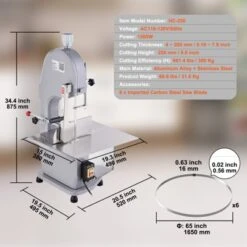 VEVOR Electric Meat Bandsaw, 1500W Stainless Steel Countertop Bone Sawing Machine, Workbeach 19.3" X 15", 0.16-7.9 Inch Cutting Thickness, Silver -Aesthtic Interiors GUEST d833e92c 997c 43a7 bfed 3d6fe3ca9fce