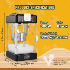 VEVOR Popcorn Maker, 300W Popcorn Popper Machine, 2.5 Oz Kettle Makes 4 QT Per Batch, Tabletop Popcorn Maker With PP Door, Includes 2 Scoops, Black 14 VEVOR Popcorn Maker, 300W Popcorn Popper Machine, 2.5 Oz Kettle Makes 4 QT Per Batch, Tabletop Popcorn Maker With PP Door, Includes 2 Scoops, Black -Aesthtic Interiors GUEST d838750b e92a 422d 9404 0bfa20d55384