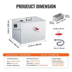 VEVOR Commercial Grease Trap, 8 LBS Grease Interceptor, Top Inlet Interceptor, Stainless Steel Grease Trap, 2.8 GPM Waste Water Oil-water Separator 14 VEVOR Commercial Grease Trap, 8 LBS Grease Interceptor, Top Inlet Interceptor, Stainless Steel Grease Trap, 2.8 GPM Waste Water Oil-water Separator -Aesthtic Interiors GUEST d85e81a4 6591 4f4e 8b47 5cba460424a9