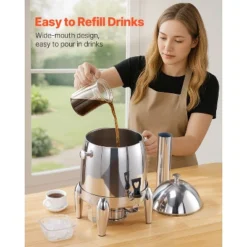 VEVOR Stainless Steel Beverage Dispenser, 2.7 Gallon Drink Dispenser With Alcohol Burner, Hot & Cold Drink Dispensers, Silver -Aesthtic Interiors GUEST d8985160 d008 41e3 826d 8a75e5e6c0db