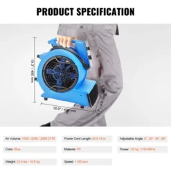 VEVOR Floor Blower, 1/2 HP, 2600 CFM Air Mover For Drying And Cooling, Portable Carpet Dryer Fan With 4 Blowing Angles And Time Function 13 VEVOR Floor Blower, 1/2 HP, 2600 CFM Air Mover For Drying And Cooling, Portable Carpet Dryer Fan With 4 Blowing Angles And Time Function -Aesthtic Interiors GUEST d8d2f06c 1351 42c3 823c 5dad51309f97