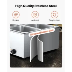 VEVOR Commercial Food Warmer, 1500W Electric Stainless Steel Steam Food Warmer With Lid, 4-Pan Fast Heating Countertop Buffet Bain Marie, Silver -Aesthtic Interiors GUEST d8d66a8c d8dd 4e2b 85aa 15a40b86a0b4