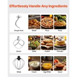 VEVOR Stand Mixer, 6 QT Dough Mixer, 660W 6 + P Speeds Tilt-head Food Mixer With Stainless Steel Bowl, Dough Hook, Wire Whip, Flat Beater, Black -Aesthtic Interiors GUEST d8d7bfb0 907d 42af 8680 6f7f4236239b