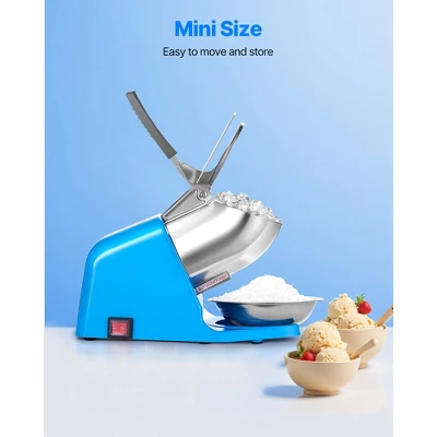 VEVOR Ice Crusher Machine, 286lbs Per Hour Electric 4 Blades Snow Cone Maker, Stainless Steel Shaved Ice Machine With Bowl And Cover, Blue 3 VEVOR Ice Crusher Machine, 286lbs Per Hour Electric 4 Blades Snow Cone Maker, Stainless Steel Shaved Ice Machine With Bowl And Cover, Blue - Image 3