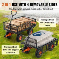 VEVOR Garden Cart, Sturdy Metal Utility Wagon, Versatile Dump Cart With Dual-Function Handle, Wheelbarrow With 400 Lbs Load Capacity -Aesthtic Interiors GUEST d9cf7486 79fd 4eaf a227 47066aabfeef