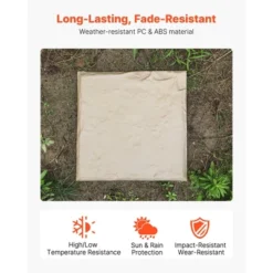 VEVOR Garden Stepping Stones, 4Pcs 15.5 X 15.5 In, Decorative Stepping Stones With Stakes, Weather-Resistant Plastic Pathway Pavers, Beige -Aesthtic Interiors GUEST da7eae4c 95d5 4870 a97b 199fab815780