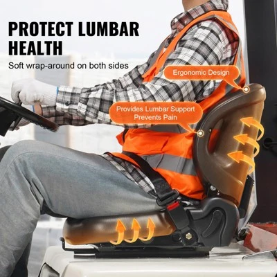 VEVOR Universal Forklift Seat,Tractor Seat With Adjustable Angle Back, Micro Switch And Seatbelt,Wrap-around Forklift Seat, Black 3 VEVOR Universal Forklift Seat,Tractor Seat With Adjustable Angle Back, Micro Switch And Seatbelt,Wrap-around Forklift Seat, Black - Image 3