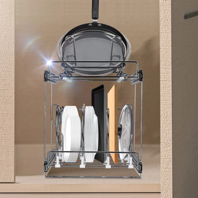 VEVOR Pan And Pot Rack, 2-Tier Expandable Pull Out Under Cabinet Organizer, Cookie Sheet Baking Pans Tray Racks, Adjustable Wire Dividers 1 VEVOR Pan And Pot Rack, 2-Tier Expandable Pull Out Under Cabinet Organizer, Cookie Sheet Baking Pans Tray Racks, Adjustable Wire Dividers