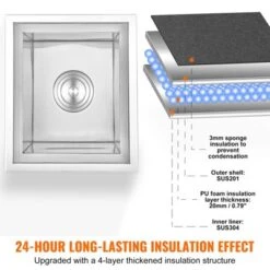 VEVOR Drop In Ice Chest, 14"L X 12"W X 18"H Stainless Steel Ice Cooler, Commercial Ice Bin With Cover, 40 Qt Outdoor Kitchen Ice Bar -Aesthtic Interiors GUEST dafaefe6 44ec 4da8 a74f aaaf27302317