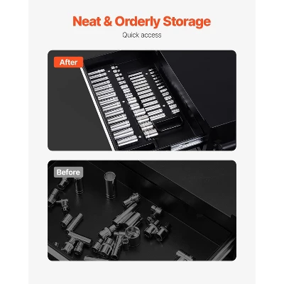 VEVOR Portable Socket Organizer Tray, 3-Piece Metric & SAE Socket Organizer Set, 1/4'', 3/8'' And 1/2'' Heavy-Duty Socket Holder With Handle 6 VEVOR Portable Socket Organizer Tray, 3-Piece Metric & SAE Socket Organizer Set, 1/4'', 3/8'' And 1/2'' Heavy-Duty Socket Holder With Handle - Image 6