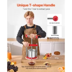 VEVOR 0.44 Gal/1.65L Fruit Wine Press, 2 Stainless Steel Barrels, Manual Juice Maker, Cider Apple Grape Tincture Honey Olive Oil Making Press, Red 11 VEVOR 0.44 Gal/1.65L Fruit Wine Press, 2 Stainless Steel Barrels, Manual Juice Maker, Cider Apple Grape Tincture Honey Olive Oil Making Press, Red -Aesthtic Interiors GUEST db545a4c 658b 4b87 97e2 03e8c3502365