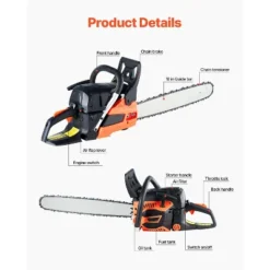 VEVOR Gas Chainsaw, 52CC 18" 2.55HP, Gasoline Powered Chain Saw, Handheld Cordless Petrol Chainsaws For Tree Wood Branch Cutting, Orange -Aesthtic Interiors GUEST db77d741 d051 460b bc6e 2bc28f767964