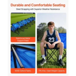 VEVOR Portable Folding Bench, 6 Seat Foldable Soccer Bench With Side Pockets And Carrying Bag, Lightweight Sideline Seating With Back Rest, Blue -Aesthtic Interiors GUEST db9162b9 be9e 46ec be4b 629f7c2c252f