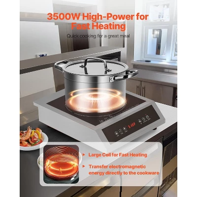 VEVOR Portable Induction Cooktop, 3500W Commercial Induction Burner With 11 Temperature Settings, Stainless Steel Countertop Induction Hot Plate 2 VEVOR Portable Induction Cooktop, 3500W Commercial Induction Burner With 11 Temperature Settings, Stainless Steel Countertop Induction Hot Plate - Image 2