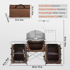 VEVOR Camping Kitchen Table, Folding Outdoor Cooking Table With Storage Carrying Bag, Aluminum Cook Station 3 Cupboard & Detachable Windscreen -Aesthtic Interiors GUEST dbb6cc05 8aa4 42fd ae5b 62a3cbbeefc3