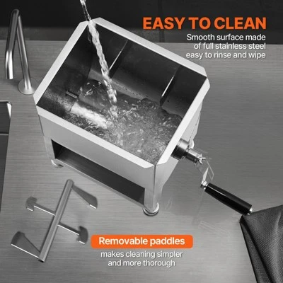 VEVOR Manual Meat Mixer, 15L Fixed Tank Meat Processing Equipment(Mixing Maximum 15LBS For Meat), Stainless Steel Meat Mixer, Silver 4 VEVOR Manual Meat Mixer, 15L Fixed Tank Meat Processing Equipment(Mixing Maximum 15LBS For Meat), Stainless Steel Meat Mixer, Silver - Image 4