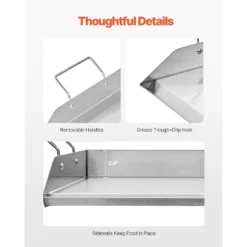 VEVOR Stainless Steel Griddle, 18x16 Inch Universal Flat Top Rectangular Plate, Gas Grill Griddle For BBQ Grill, Teppanyaki, Silver -Aesthtic Interiors GUEST dc0b1df1 9863 4a58 b89c 236f00c076eb