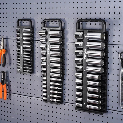 VEVOR Portable Socket Organizer Tray, 3-Piece Metric & SAE Socket Organizer Set, 1/4'', 3/8'' And 1/2'' Heavy-Duty Socket Holder With Handle 1 VEVOR Portable Socket Organizer Tray, 3-Piece Metric & SAE Socket Organizer Set, 1/4'', 3/8'' And 1/2'' Heavy-Duty Socket Holder With Handle