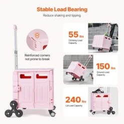 VEVOR Foldable Utility Cart, 65L Collapsible Portable Crate Rolling Cart With Stair Climbing Wheels & 360° Swivel Wheels, Hand Cart -Aesthtic Interiors GUEST dc34d5bb 7bd8 4725 8a05 b34a58d8c4da