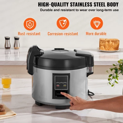 VEVOR Commercial Rice Cooker, 45-Cup Rice Cooker, 9.51 Qt / 9 Liter Large Rice Cooker And Warmer With Nonstick Inner Pot, 12-Hour Keep Warm 2 VEVOR Commercial Rice Cooker, 45-Cup Rice Cooker, 9.51 Qt / 9 Liter Large Rice Cooker And Warmer With Nonstick Inner Pot, 12-Hour Keep Warm - Image 2