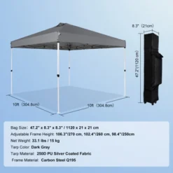 VEVOR Pop Up Canopy Tent, 10 X 10 Ft, 250 D PU Silver Coated Tarp, With Portable Roller Bag And 4 Sandbags, Waterproof And Sun Shelter Gazebo 14 VEVOR Pop Up Canopy Tent, 10 X 10 Ft, 250 D PU Silver Coated Tarp, With Portable Roller Bag And 4 Sandbags, Waterproof And Sun Shelter Gazebo -Aesthtic Interiors GUEST dc6aff31 67af 475b 8951 ac4f0a062c2e