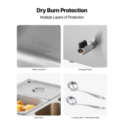 VEVOR Commercial Food Warmer, 1500W Electric Stainless Steel Steam Food Warmer With Lid, 4-Pan Fast Heating Countertop Buffet Bain Marie, Silver -Aesthtic Interiors GUEST dc82b115 b984 4da4 8983 04c6d66154da