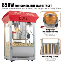 VEVOR Popcorn Maker, 850W Popcorn Popper Machine, 8 Oz Kettle Makes 48 Cups Per Batch, Countertop Popcorn Maker With Tempered Glass, Includes 4 Scoops -Aesthtic Interiors GUEST dccaf3c5 53d5 4da7 b805 f0c22420ed63