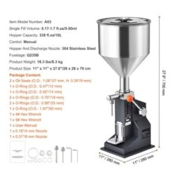 VEVOR Manual Paste Liquid Filling Machine, 5-50ml Bottle Filler, Adjustable Bottle Filling Machine, Stainless Steel Liquid Filler, Silver -Aesthtic Interiors GUEST dcdd270b 7961 40ba 839a a07b6fd2fc73