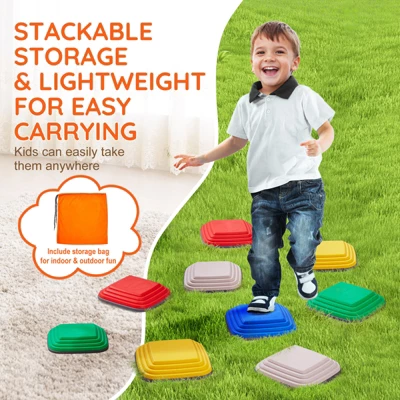 VEVOR Balance Stepping Stones For Kids, 10 PCS, Up To 220 Lbs, Non-Slip Toddlers Sensory Stepping Stones, Toys For Children Aged 3 4 5 6 7 8+ 6 VEVOR Balance Stepping Stones For Kids, 10 PCS, Up To 220 Lbs, Non-Slip Toddlers Sensory Stepping Stones, Toys For Children Aged 3 4 5 6 7 8+ - Image 6
