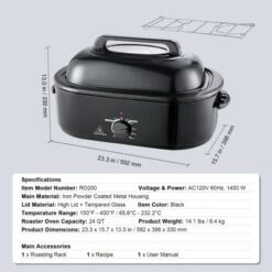 VEVOR Electric Roaster Oven, 24 QT Turkey Roaster Oven With Self-Basting Lid, 1450W Roaster Oven With Defrost & Warm Function, Adjustable Temp 14 VEVOR Electric Roaster Oven, 24 QT Turkey Roaster Oven With Self-Basting Lid, 1450W Roaster Oven With Defrost & Warm Function, Adjustable Temp -Aesthtic Interiors GUEST dd5e87db 5310 4239 ad03 83e1f3889ffa