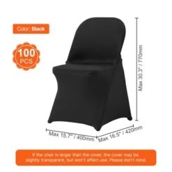 VEVOR Stretch Spandex Folding Chair Covers, Universal Fitted Chair Cover, Removable Washable Protective Slipcovers, For Wedding, (100PCS Black) -Aesthtic Interiors GUEST dd79c267 644a 464b 8d66 1151bf53e1f5