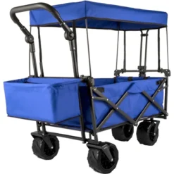 VEVOR Extra Large Collapsible Garden Cart With Removable Canopy, Folding Wagon Utility Carts With Wheels And Rear Storage, Wagon Cart, Blue -Aesthtic Interiors GUEST dd8260c0 c823 4c6f b18d f3cb95d80f21