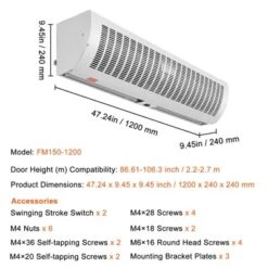VEVOR 48" Commercial Indoor Air Curtain Super Power 2 Speeds 1650CFM, Wall Mounted Air Curtains For Doors, Indoor Over Door Fan, White -Aesthtic Interiors GUEST dda52d5f 616d 4c4c 9baf 88cb648aecc0
