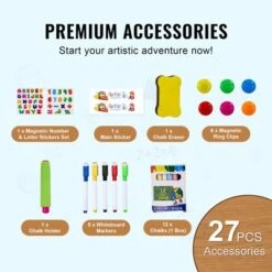 VEVOR Art Easel For Kids, 2-in-1 Double-Sided Kid's Art Easel With Magnetic Whiteboard & Chalkboard, Adjustable Standing Rotatable Drawing Board -Aesthtic Interiors GUEST ddcac2c3 b019 427d a416 b19c1f089f46