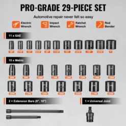 VEVOR 3/8" Drive Impact Socket Set, 29 Piece Shallow Socket Set SAE 3/8"-1" And Metric 8-22mm, 6 Point CR-MO Alloy Steel For Auto Repair -Aesthtic Interiors GUEST ddd85468 8259 4afb 9fe7 7fc28447cc9c