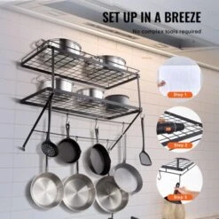 VEVOR Pot Rack Wall Mounted, 30 Inch Pot And Pan Hanging Rack, Pot And Pan Hanger With 12 S Hooks, 55 Lbs Loading Weight -Aesthtic Interiors GUEST de24dcc4 22d1 4f13 a8c9 30c96a2b9421