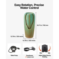 VEVOR Outdoor Water Fountain, 30.71 In Height Fountain And Waterfall, 1-Tier Floor Standing Glazed Jar Style Fountains With Light And Pump, Green 10 VEVOR Outdoor Water Fountain, 30.71 In Height Fountain And Waterfall, 1-Tier Floor Standing Glazed Jar Style Fountains With Light And Pump, Green -Aesthtic Interiors GUEST de60ca90 f9ce 4614 9116 b5d7c12cec81