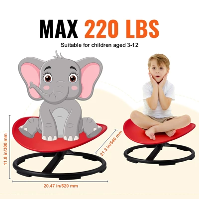 VEVOR Kids Swivel Chair, 220 LBS Capacity, Sensory Spinning Chair, Autistic Kids Sensory Toy Chair With Non-Slip Metal Base, Red 2 VEVOR Kids Swivel Chair, 220 LBS Capacity, Sensory Spinning Chair, Autistic Kids Sensory Toy Chair With Non-Slip Metal Base, Red - Image 2