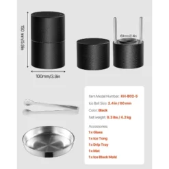 VEVOR Ice Ball Press Kit, Aviation Aluminum Ice Press With Ice Block Mold, Large Mat, Tong, Drip Tray, One Glass, Round Ice Ball Maker 2.4"/60 Mm -Aesthtic Interiors GUEST de6cddfa c244 4a27 aab3 67c3ee6eab3d